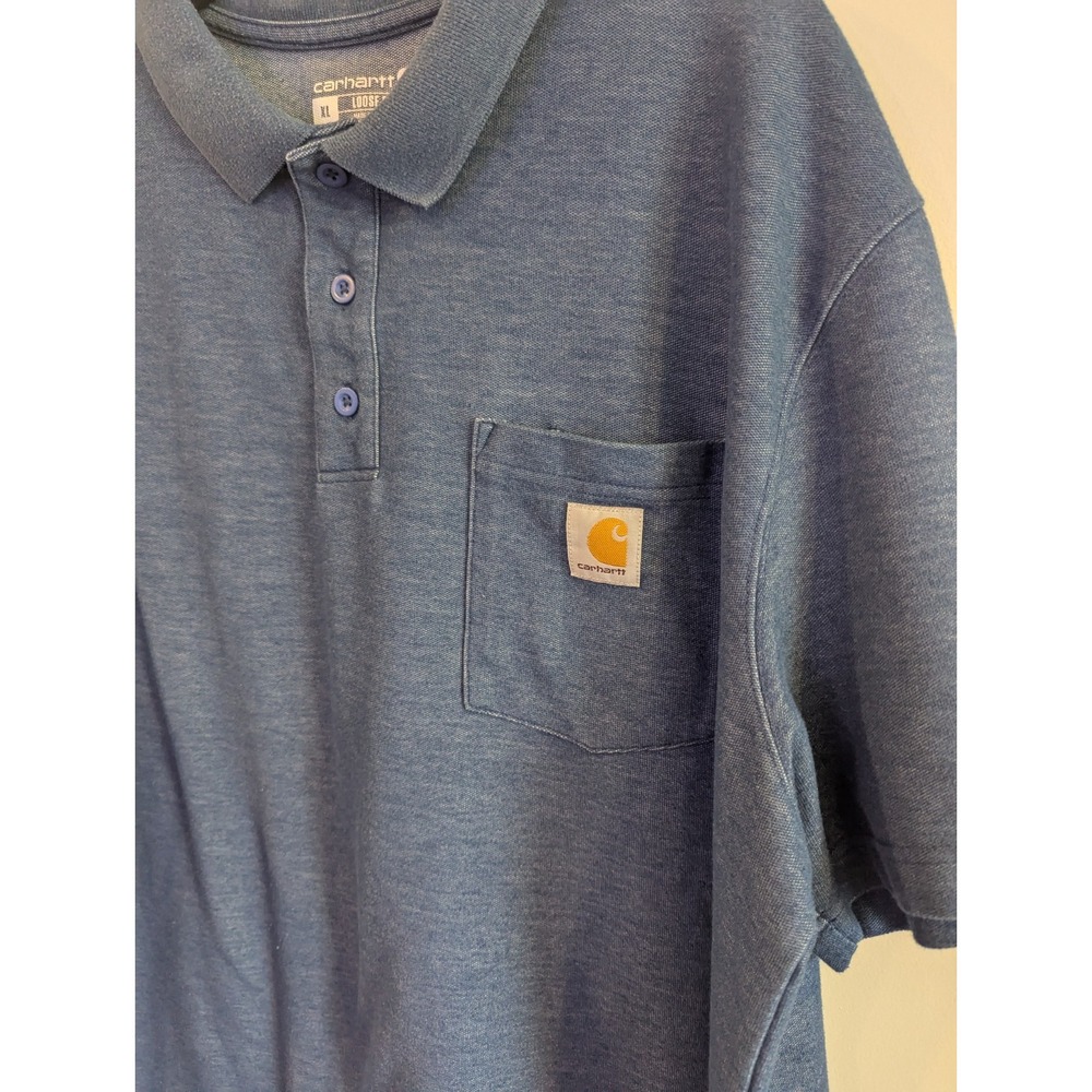 Carhartt S/S Shirt‎ Mens XL Blue Polo Loose Fit K570 Outdoor Casual Workwear - Picture 4 of 5
